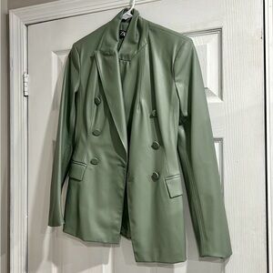 NWT Zara Faux Leather Double Breasted Blazer